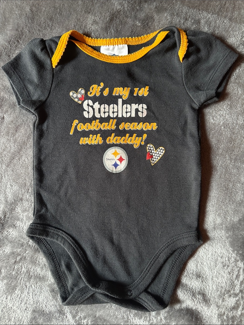 Infant Steelers One-Piece Bodysuit - Black and Gold Team Logo